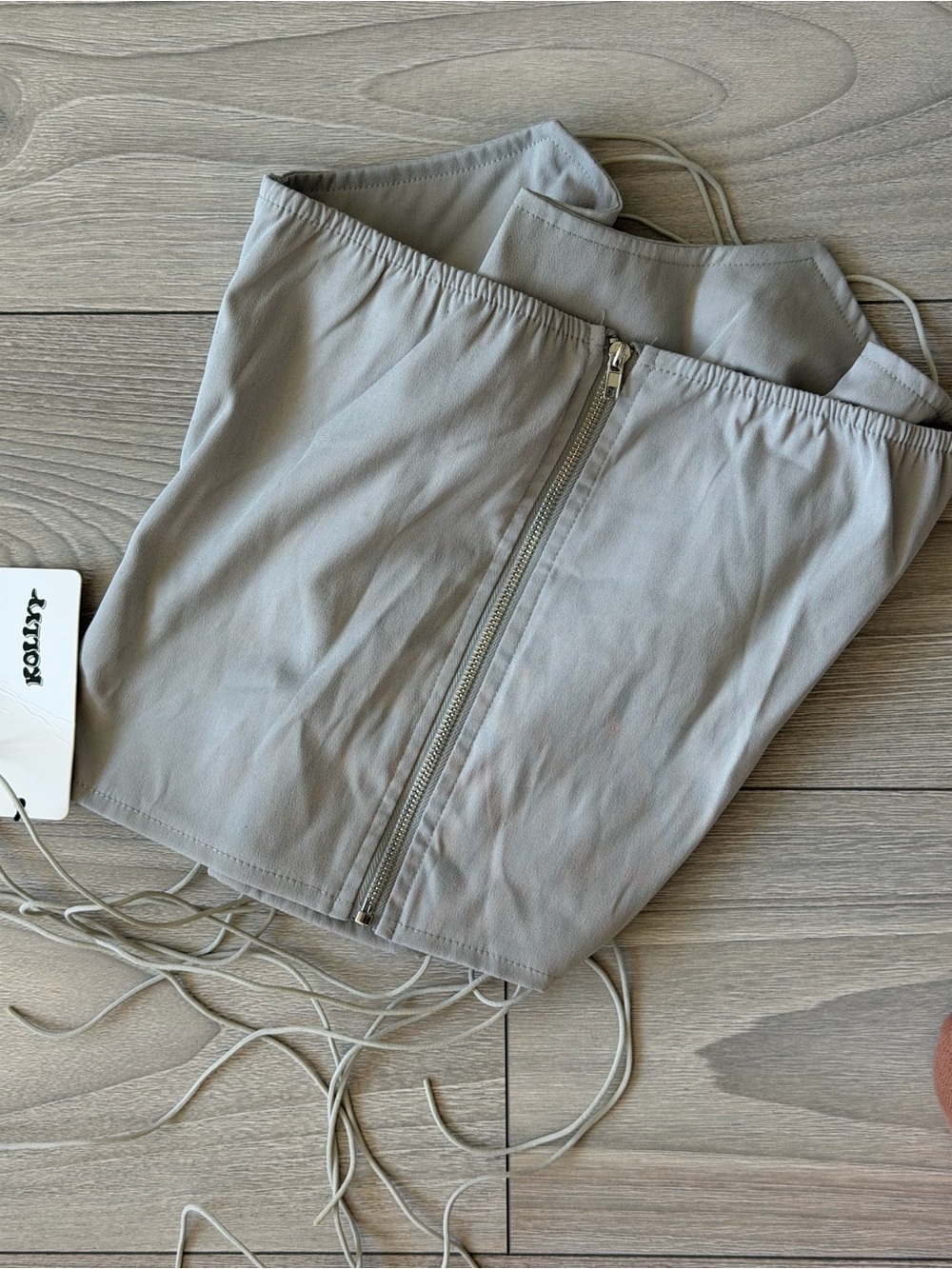 Lace-Up Corset Crop Top - Light Gray - Picture 2 of 3